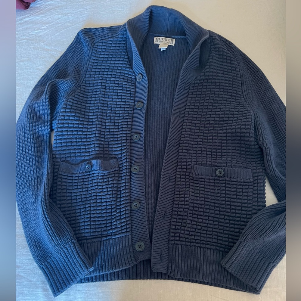 Men’s Duluth cardigan. Lambswool Shaw collar